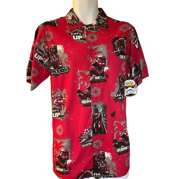 Star Wars Hawaiian Shirt Men's Size Small Red Death Star Luau Aloha Dago… - Picture 1 of 6